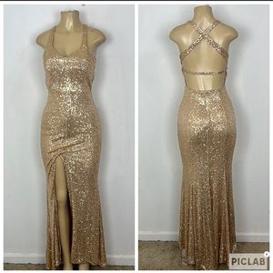 JARLO GOLDEN SEQUINS GOWN DRESS